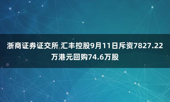 浙商证券证交所 汇丰控股9月11日斥资7827.22万港元回购74.6万股