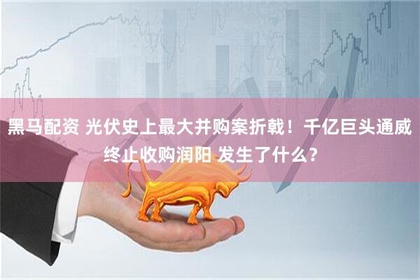 黑马配资 光伏史上最大并购案折戟！千亿巨头通威终止收购润阳 发生了什么？