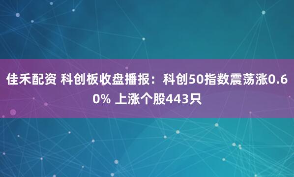 佳禾配资 科创板收盘播报：科创50指数震荡涨0.60% 上涨个股443只