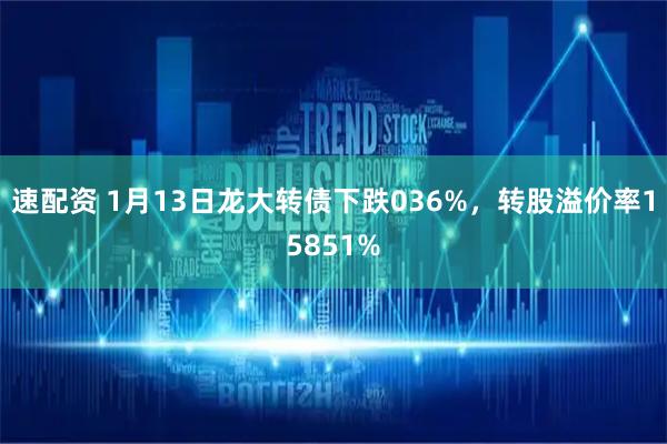 速配资 1月13日龙大转债下跌036%，转股溢价率15851%